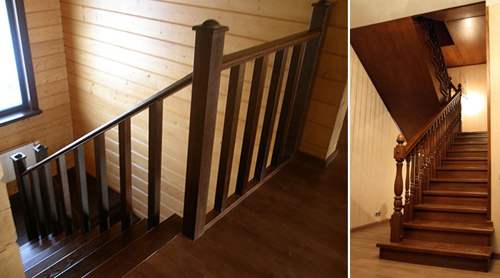Лестница поворотная деревянная